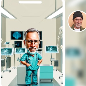 Orthopedics Surgeon Gift, pesonalized doctor Cartoon Portrait, custom Surgeon caricature, Orthopedics Portrait, Doctor Caricature
