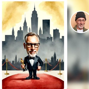 Oscar gift, custom caricature portrait, Personalised Cartoon Oscars Award, Customized Award Oscar Caricature, Oscars Posters,