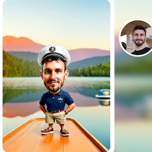 Pontoon Captain Gift,  pesonalized Portrait, Custom Caricature From Photo, pontooning gift, pontoon boat gift, Boat Captain Gifts,