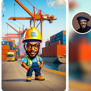 Dock Worker Geschenk, Longborman Geschenk, Pesonalized Karikatur, kundenspezifische Karikatur für PortOperator, Cargo Handler Geschenk, Stevedore Geschenk