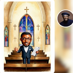 Conductor Gift, Custom Caricature portrait From Photo, choir director gift, music conductor gift, Orchestra Teacher gift