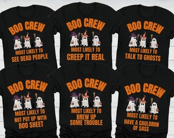Boo Crew Most Likely To Matching Family Halloween TShirts, Family Group Halloween Tee, Matching Halloween Outfit, Family Halloween Costume