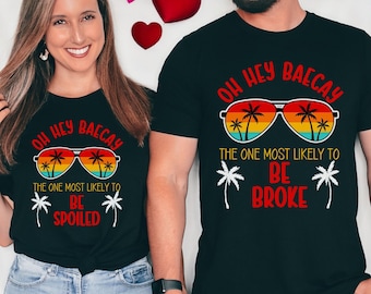 Baecation Matching Couple Shirt, Most Likely To Vacation Shirt for Couple, Funny Travel Shirt for Wife, Funny Couple T-Shirt, His Hers Tee