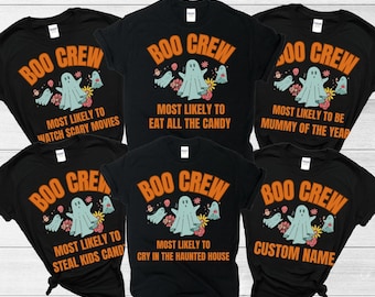 Boo Crew Most Likely To Matching Family Halloween TShirts, Family Group Halloween Tee, Matching Halloween Outfit, Family Halloween Costume