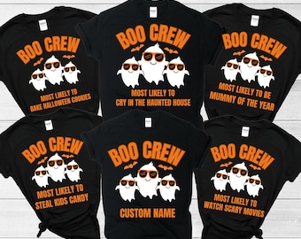 Boo Crew Most Likely To Matching Family Halloween TShirts, Family Group Halloween Tee, Matching Halloween Outfit, Family Halloween Costume