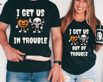 Funny Couples Halloween Pajama Tops, Matching Halloween Party PJs, Halloween Couple Pajamas, Family Matching Pajama Shirts, Spooky Couple