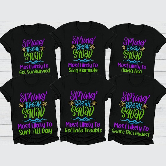 Spring Break Squad T-Shirt Beach Colors Group Matching Tee Spring Break Squad T-Shirt Beach Colors Group Matching Tee
