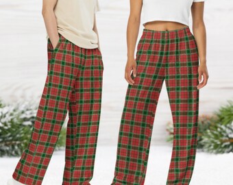 Plaid Family Christmas Pajama Pants, Matching Christmas PJ Pants, Group Holiday Pajamas, Family Christmas PJs, Custom Xmas, Red and Green