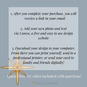 Printable Christmas Card Template, 5x7, Christmas Star, Gold Christmas ...