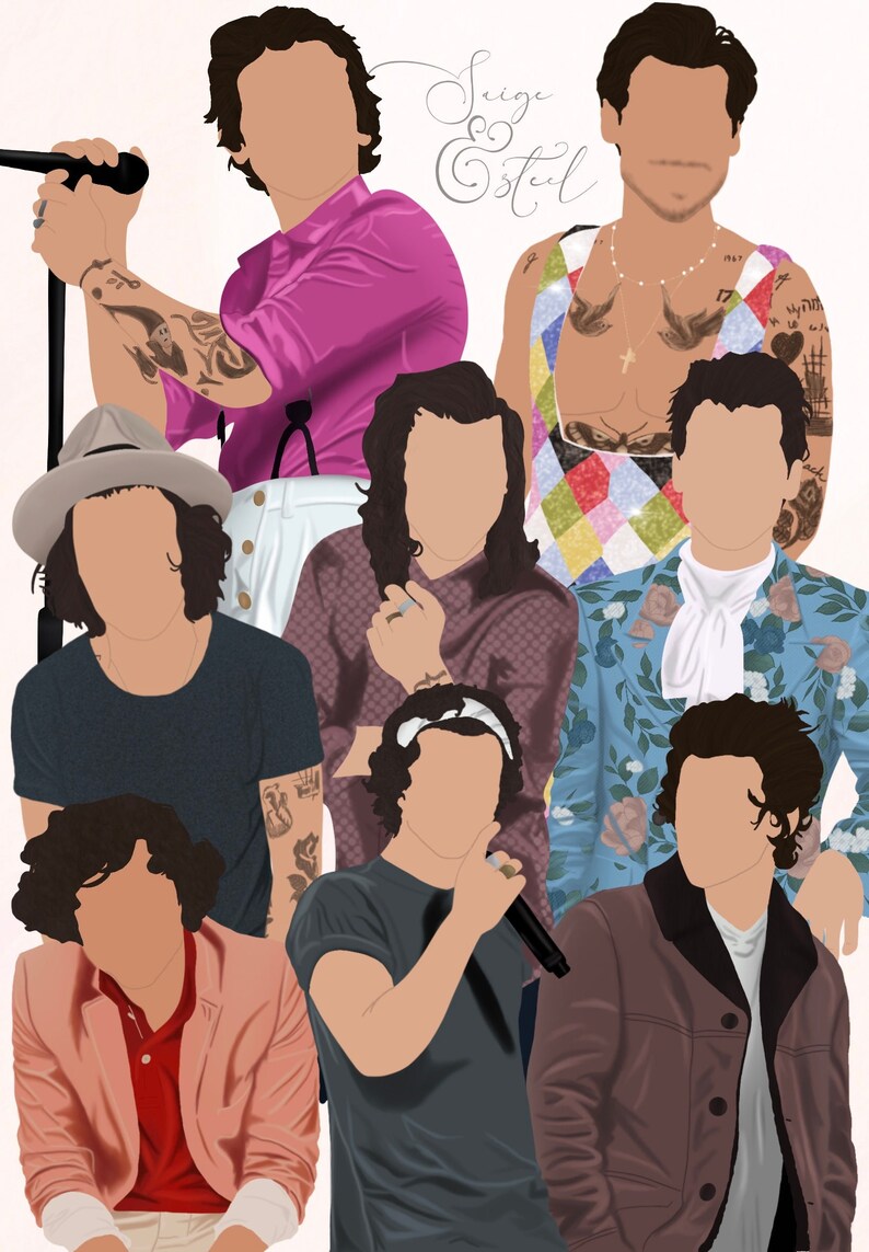 Harry Styles Eras Through the Years Faceless Portraits Digital Etsy