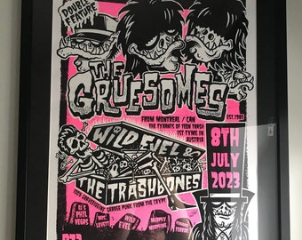 The Gruesomes / Wild Evel & The Trashbones - Siebdruck Poster / Limitiert / Handnummeriert / Signiert und Handbedruckt