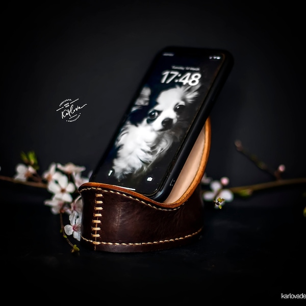 Ellipse Leather Phone Cradle Pattern - Smartphone Stand Template - DIY PDF Download