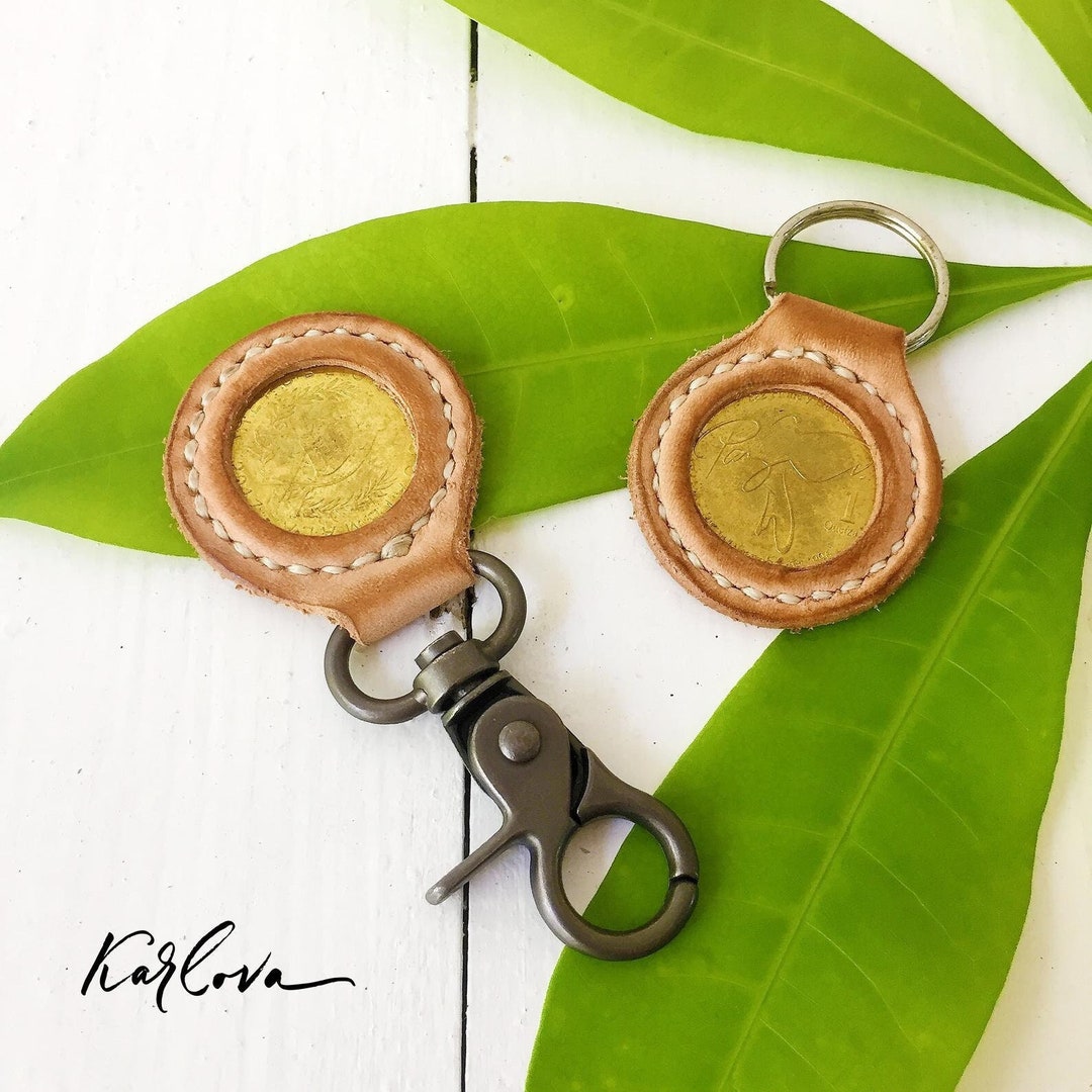 Leather Coin Keyring Pattern, DIY Template, PDF Download Etsy