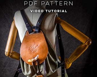 Ole Sack Leather Sling Backpack Pattern, Medieval Pouch, Old Style Purse, Convertible Rustic Design - DIY PDF Download