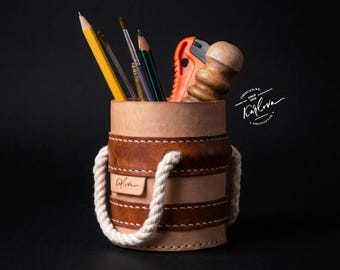Leather Pencil Cup Holder Pattern - Captain Jackson's Bucket PDF Download