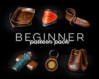 6-in-1 Beginner Leather Pattern Pack. Small and Easy Leather Craft DIY Projects. Great for those who want to start doing leatherwork.