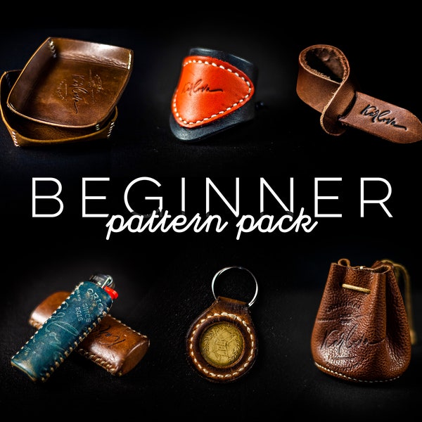 6-in-1 Beginner Leather Pattern Pack. Small and Easy Leather Craft DIY Projects. Great for those who want to start doing leatherwork.