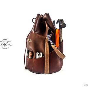 Situla Leather Tool Bag Pattern - Utility Bucket Template, PDF Download image 4