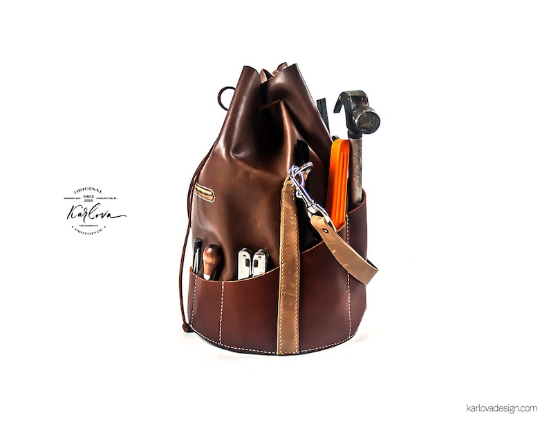 Situla Leather Tool Bag Pattern - Utility Bucket Template, PDF Download image 4