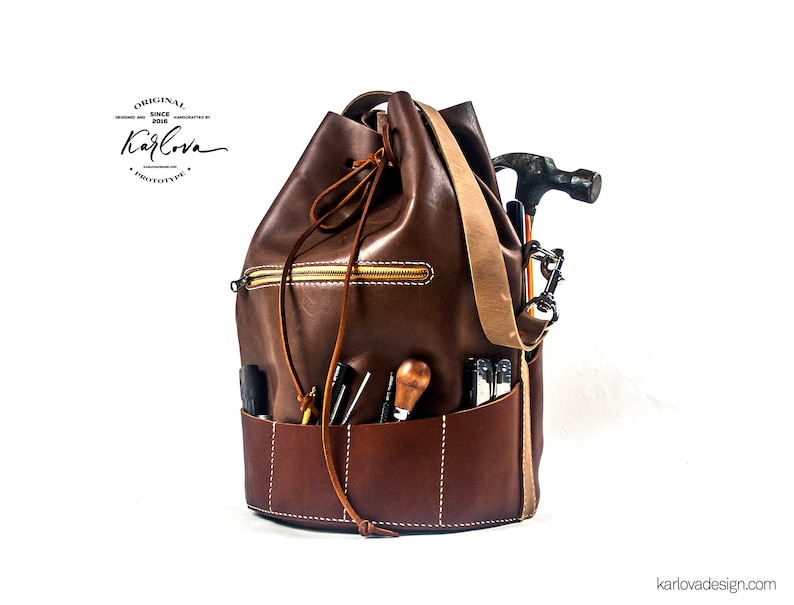 Situla Leather Tool Bag Pattern - Utility Bucket Template, PDF Download image 6