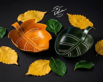 Leather Leaf Trinket Trays PDF Pattern: DIY Valet Catchall Template