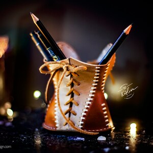 Le Fétiche Sablier Pattern - Leather Pencil Cup Holder Template - Pen Organizer DIY PDF Download