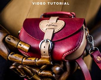 Mini Whiskey - Tiny Leather Bag Pattern and Video Tutorial. Small Shoulder Bag PDF Template. Digital Download
