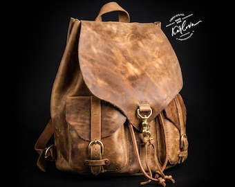 Signature Leather Backpack Pattern, Classic Rucksack Template, DIY PDF Download