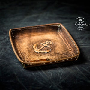 Nautical Valet Tray Pattern - Catchall With Raised Anchor Design PDF Template Download