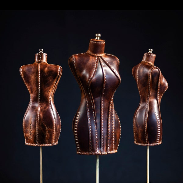 Mini Leather Dress Form PDF + SVG Pattern and Video Tutorial. Toy Decorative Mannequin Leather Craft Template Download