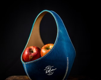Manzana Leather Basket PDF Pattern Download - Leather Craft Template - Leatherwork DIY for Hand Stitching - Video Tutorial