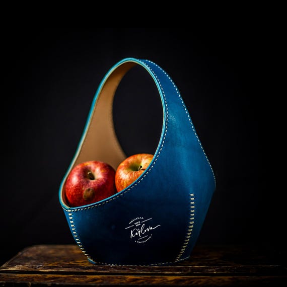 Manzana Leather Basket PDF Pattern Download - Leather Craft Template - Leatherwork DIY for Hand Stitching - Video Tutorial