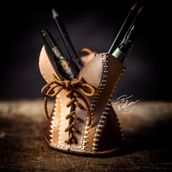 Leather Corset Pencil Cup PDF Pattern: Le Fetiche Sablier (Digital Download)
