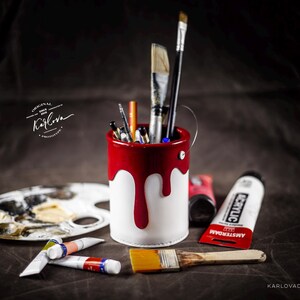 Pot de peinture en cuir Patron PDF : organiseur de bureau, pot à crayons (SVG, DXF) image 7