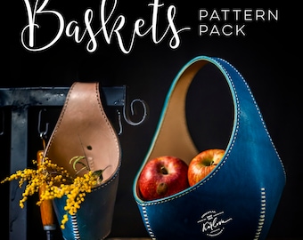 Leather Basket PDF Pattern Pack - Manzana and Mini Hanging Basket Set - Leathercraft DIY Download