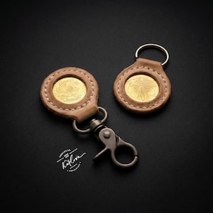 Leather Coin Keyring Pattern, DIY Template, PDF Download