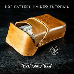Scarica il modello PDF per custodia in pelle - Scatola per sigarette, porta carte, modello artigianale in pelle con tutorial video, DXF e SVG inclusi
