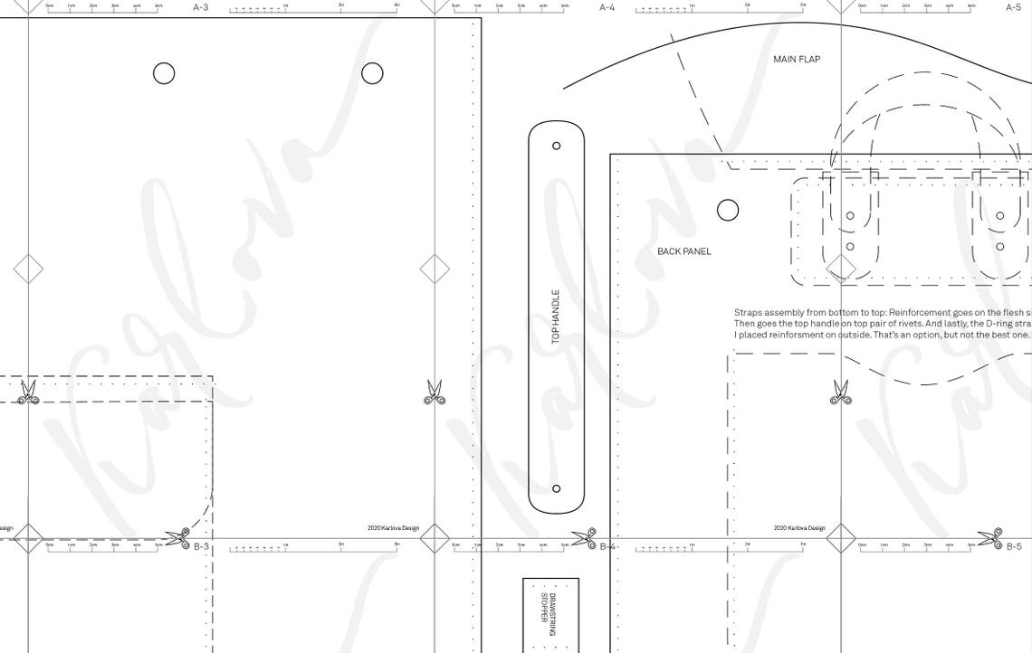 Asymmetrical Backpack Pattern, Rucksack Leather Craft Template, DIY PDF ...