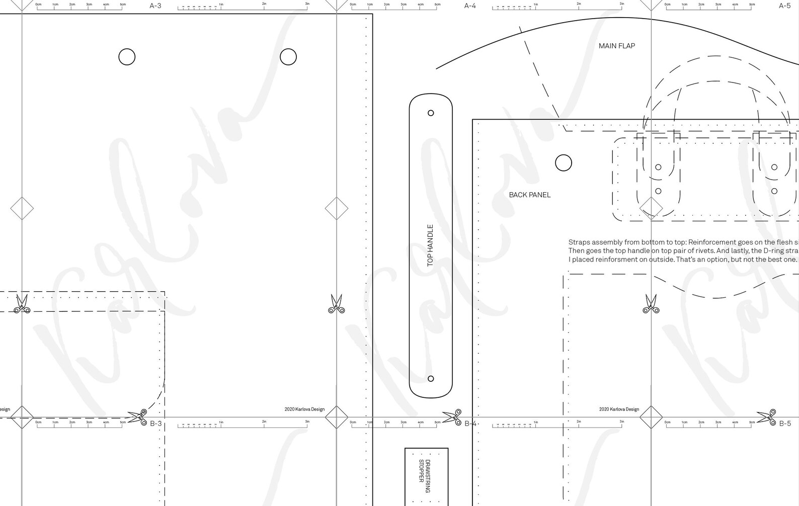 Asymmetrical Backpack Pattern, Rucksack Leather Craft Template, DIY PDF ...