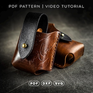 Scarica il modello PDF per fondina in pelle per pacchetto di sigarette - Modello per artigianato in pelle con tutorial video, DXF e SVG inclusi