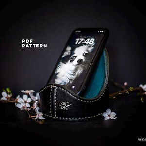 Round Leather Phone Cradle Pattern - Smartphone Stand Template - DIY Printable PDF Download