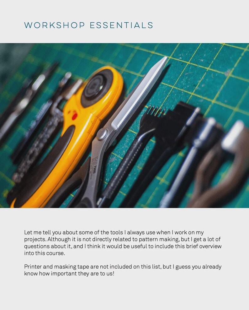 May include: A collection of essential tools for crafting projects, including a rotary cutter, scissors, and a variety of tools for sewing and fabric manipulation. The tools are laid out on a green cutting mat.