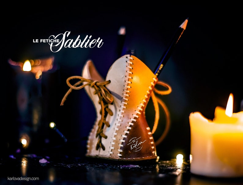 Le Fétiche Sablier Pattern - Leather Pencil Cup Holder Template - Pen Organizer DIY PDF Download