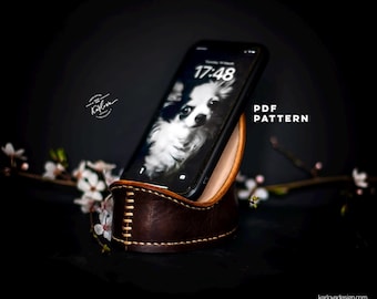 Patrón de soporte de cuero elíptico para teléfono - Plantilla de soporte para smartphone - Descarga en PDF para proyectos de bricolaje