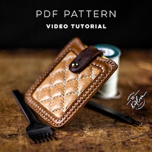 Gesteppte Kartenhalter Muster - Leder Handwerk Vorlage und Video Anleitung - DIY PDF Download