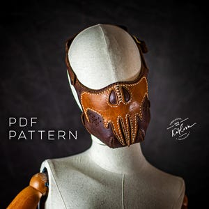 Leather Skull Biker Mask Pattern, Leather Craft Template, DIY PDF Download