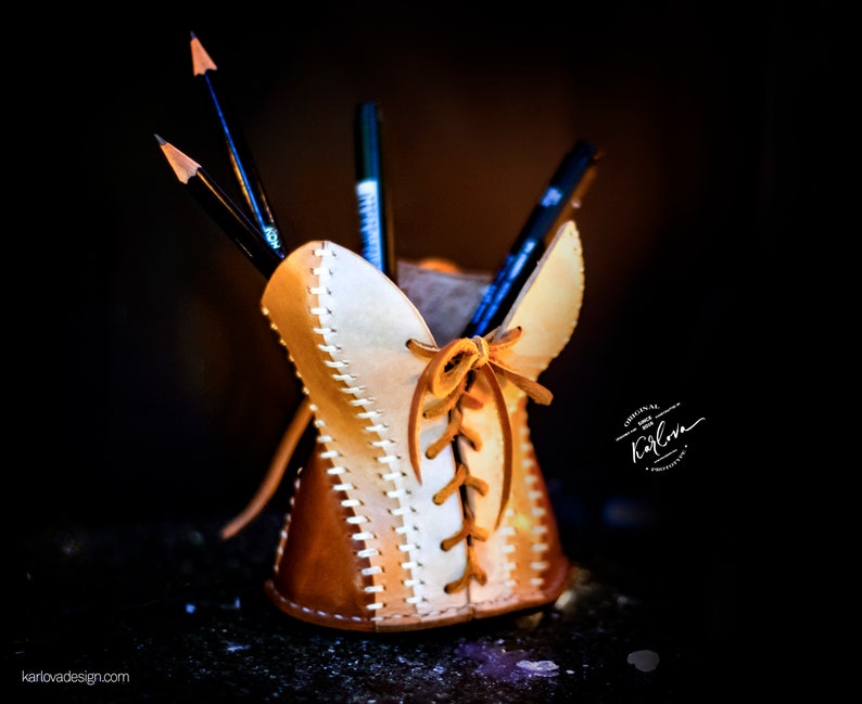 Le Fétiche Sablier Pattern - Leather Pencil Cup Holder Template - Pen Organizer DIY PDF Download