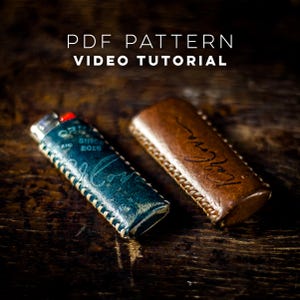 Leather Lighter Case PDF Pattern Download, Leather Craft DIY Lighter Sleeve,  Leatherwork Template for Hand Stitching - Video Tutorial