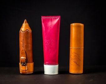 Leather Pencil Cases PDF Pattern Pack 3-in-1. Leatherwork DIY Templates with Video Tutorials.