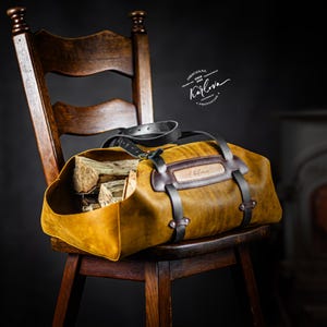 Patrón PDF de bolsa de cuero para leña: Leñera con videotutorial (SVG, DXF)